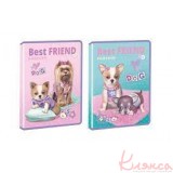 Папка об'ємна на блискавці А4 з глітером KIDIS , серія BEST FRIEND (собачки)